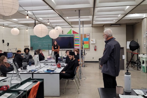 Michel Lemieux with students